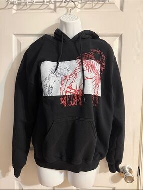 Death Note Black Graphic Hoodie Sweatshirt with Red Illustration - Men